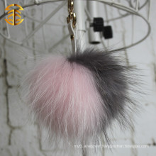 2015 Latest Design Bag Fur Charm Bi-Color Raccoon Fur Pom Poms Bag Making Accessories